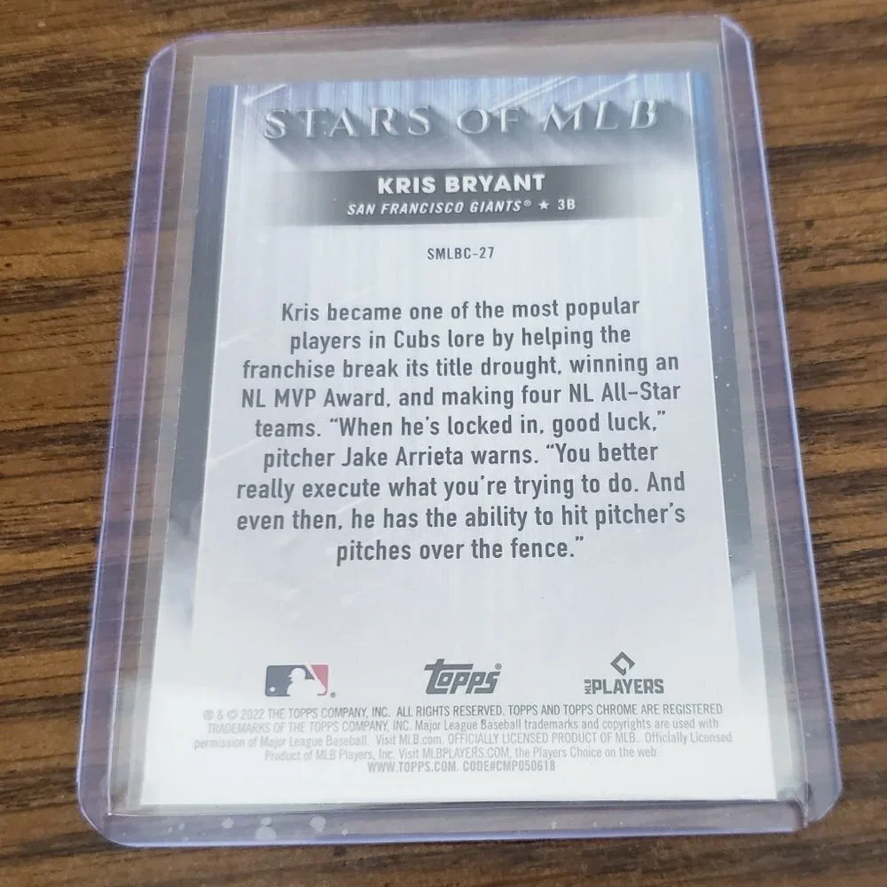 Kris Bryant 2022 Topps Chrome Stars of MLB Insert SMLBC-27 San Francisco Giants